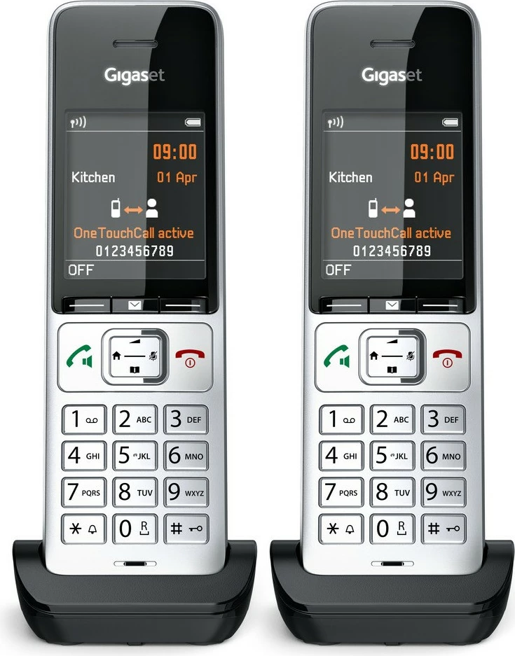 Analogni/DECT telefon COMFORT 500HX duo, Gigaset, žična slušalka, ID klica, 200 stikov, črn, srebrn