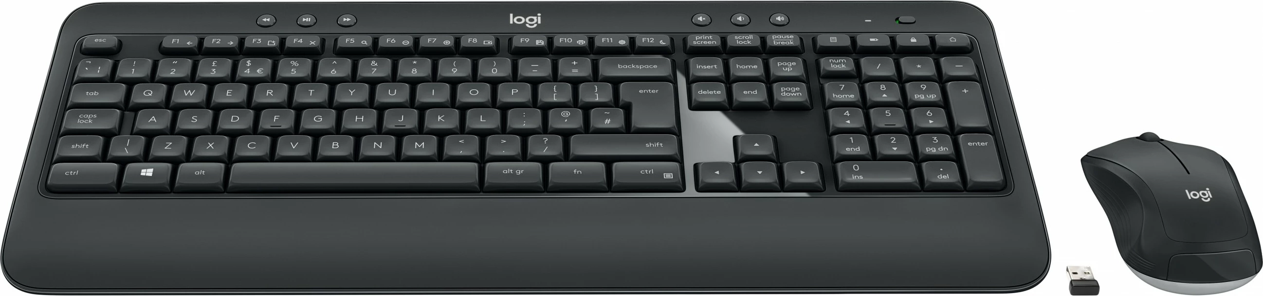 Kombinacija tipkovnice in miške Logitech MK540 Advanced, brezžično, USB, membrana, QWERTY, črna