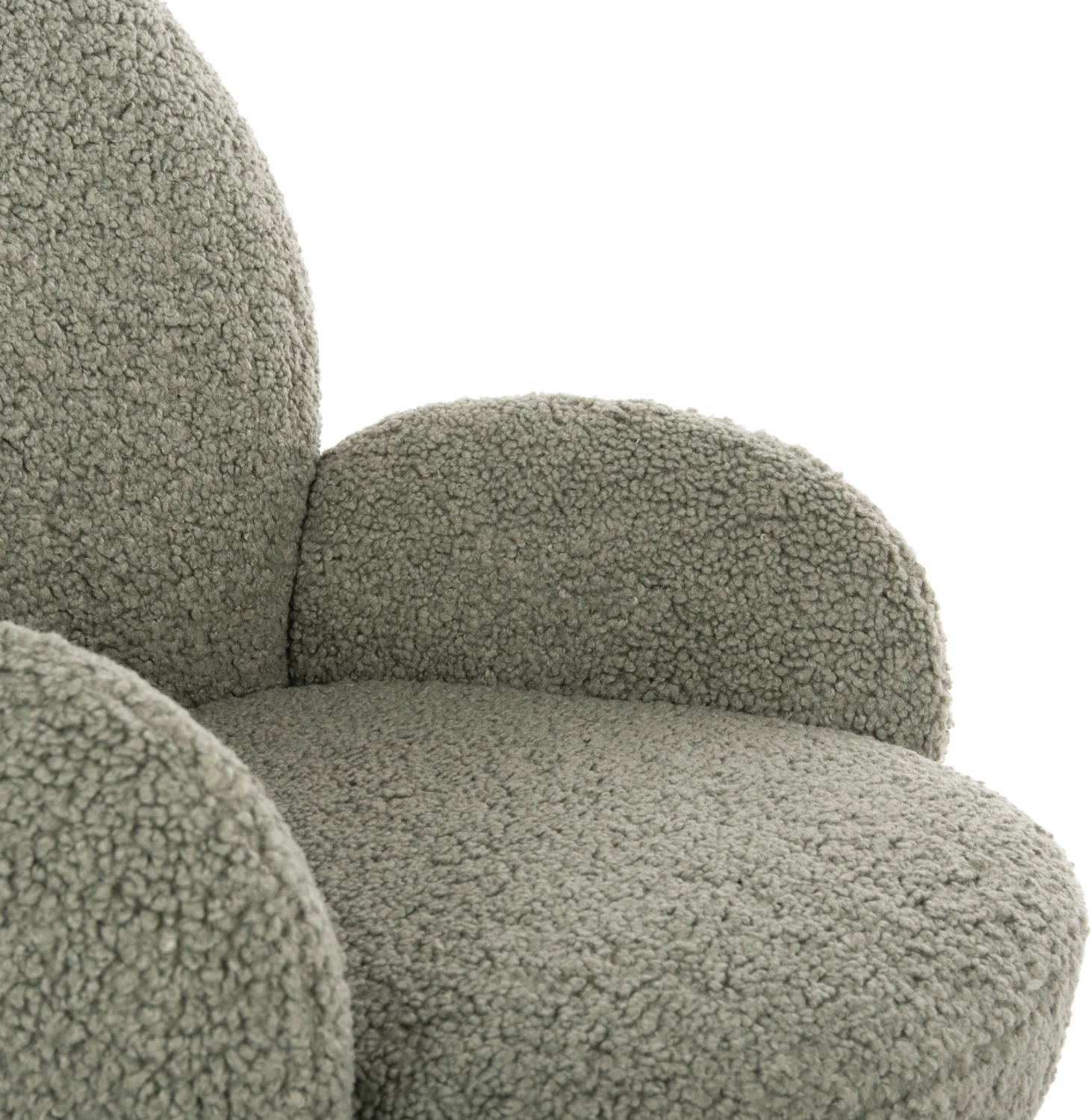 Vrtljiv naslanjač WINON FH9778.08 v olivno zeleni barvi iz boucle tkanine - črna kovinska osnova 65x67x92H cm