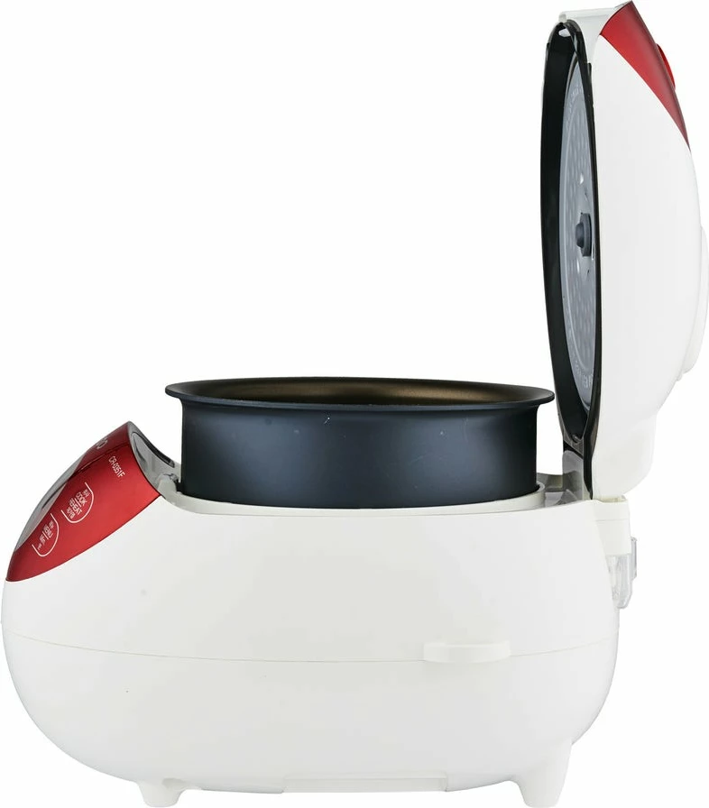 Električni kuhalnik riža Cuckoo CR-0351F, 0,54 L, LCD zaslon, rdeče/belo