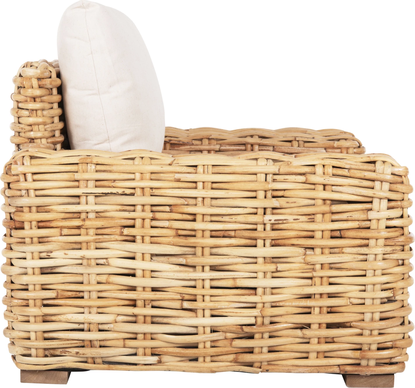 Zunanji ležalnik TROPEL FH9810 iz mangovega lesa in ratana naravno-bela z blazinami 110x88x70-85H cm