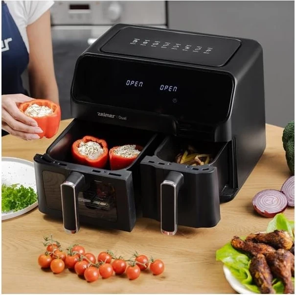 Friteza na vroči zrak Zelmer ZAF9000 Dual, 9.000, črna