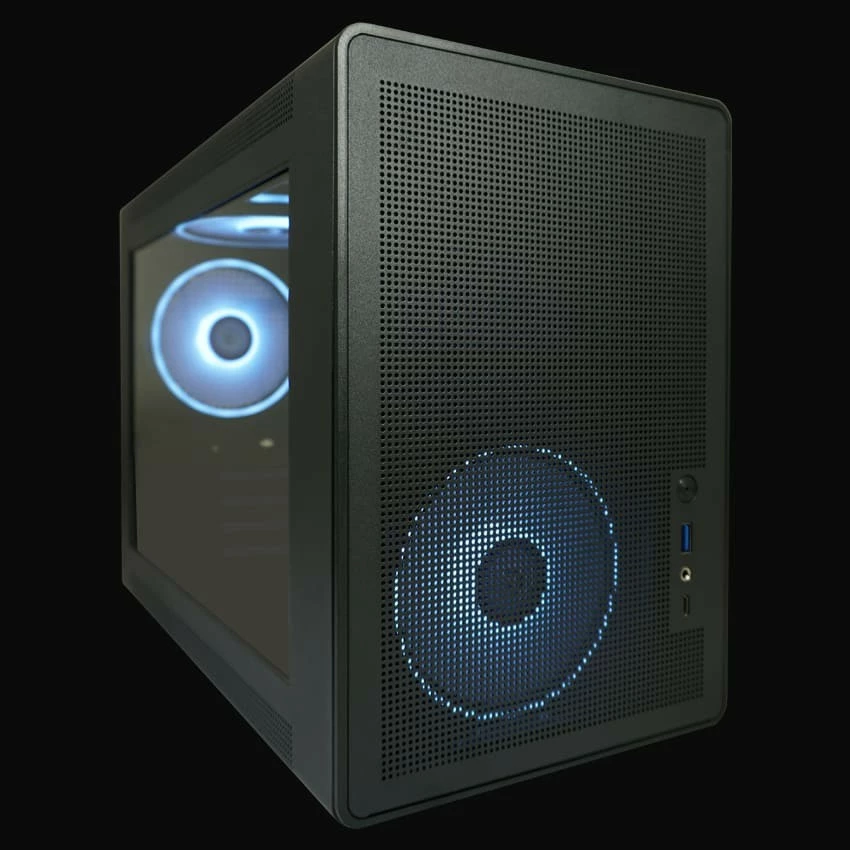 Micro Tower ohišje z kaljenim steklom in RGB, LC-Power LC-716MB-ON, micro ATX/Mini-ITX, črno