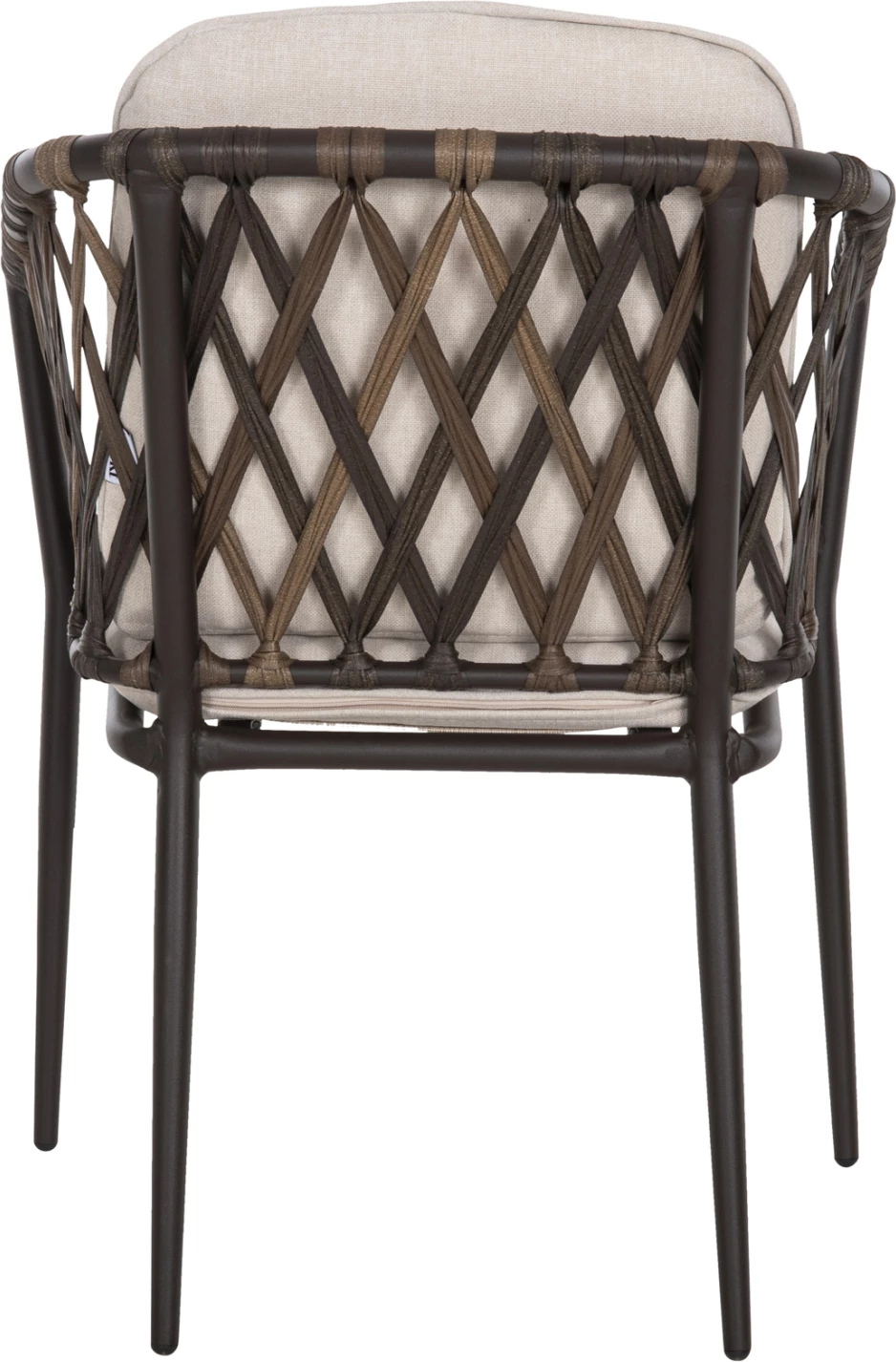 Aluminijasti naslanjač BOLLY FH6080 rjav okvir-sintetični ratan v rjavo-bež blazinah 58,5x67x86Hcm, set 4 kosov