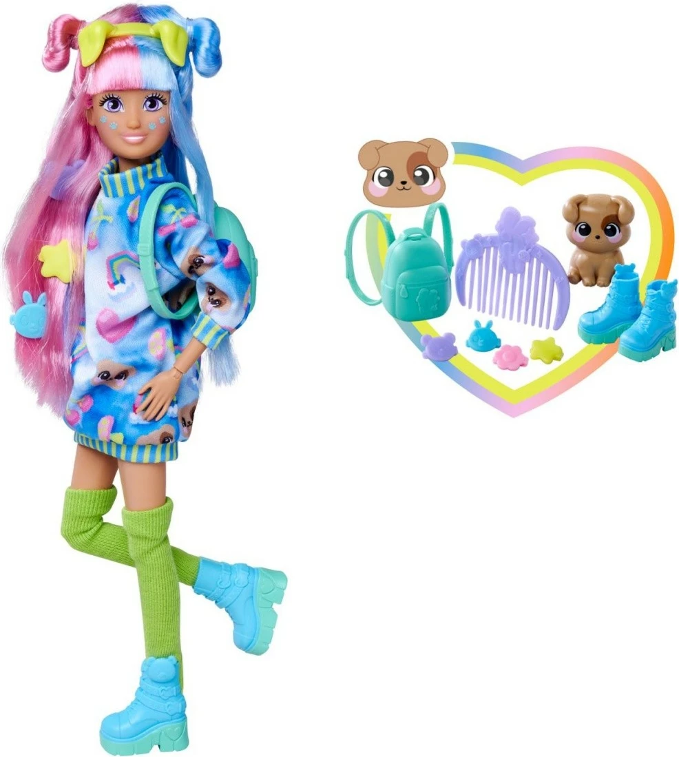 Kawaii lutka Hi Mia s kužkom Choco, 26 cm, s več kot 10 dodatki, Simba