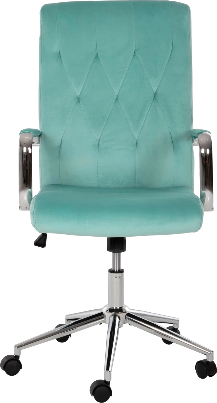 Pisarniški stol JOSEF FH1181.08 iz žametne tkanine v mint barvi z inox podnožjem 58x61x105-113H cm