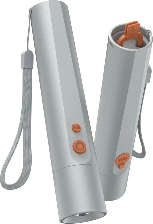 Ročna LED svetilka Hama FL300 228603, 350 lm, polnilna USB‑C, 4 načini, doseg 100 m, srebrna