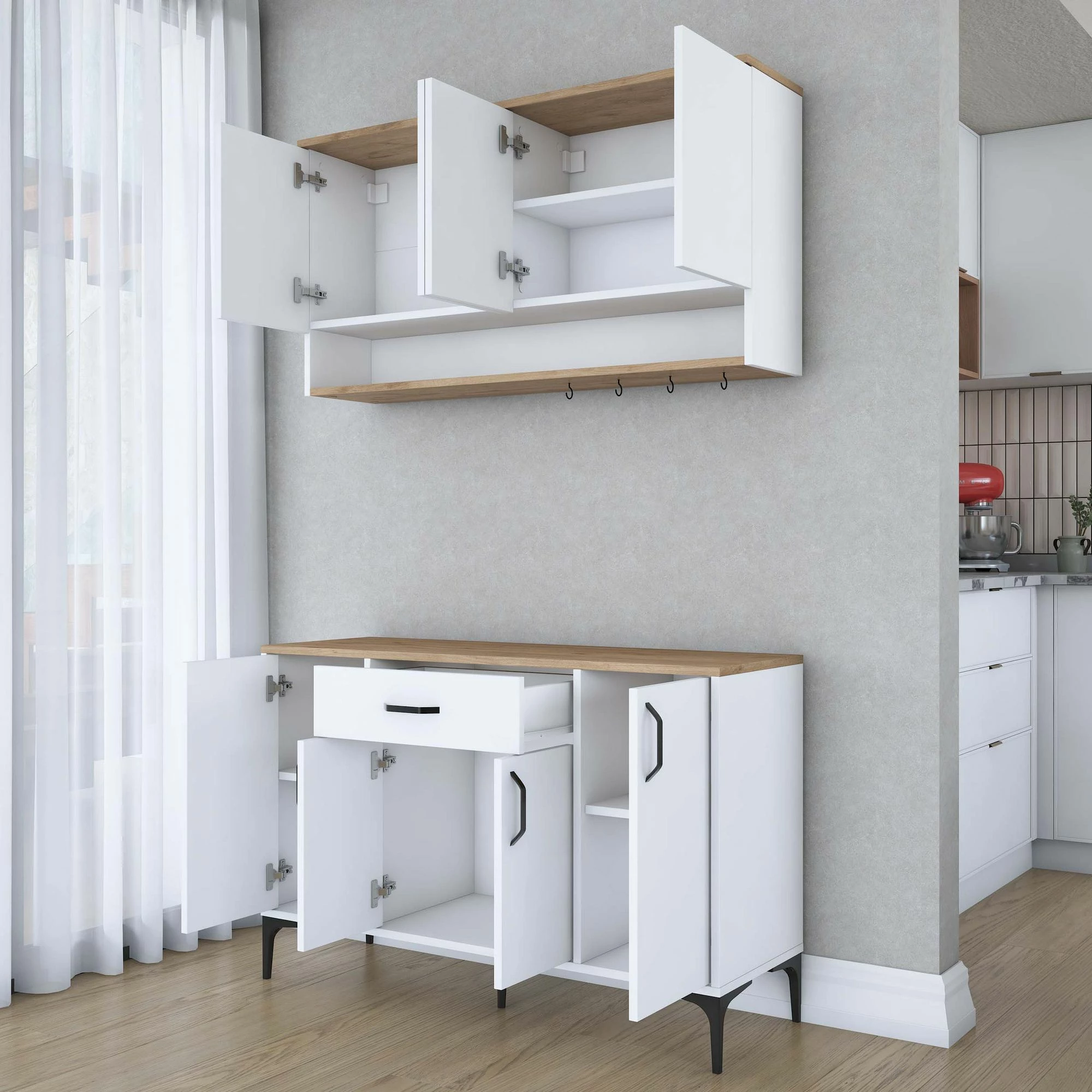 Stojalo za kavo Skye Decor, barva oreh in bela, JE203 - 3822