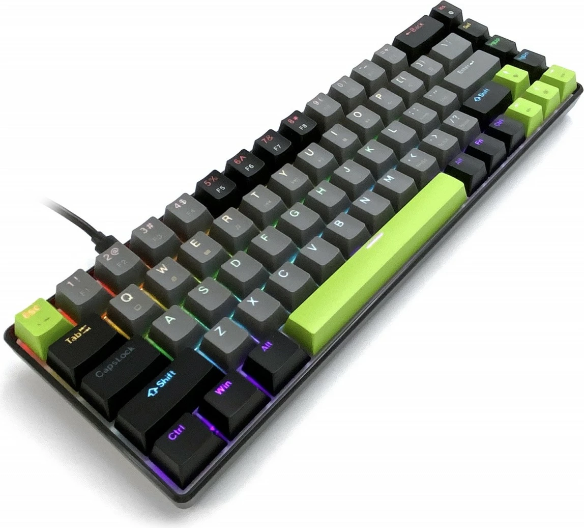 Mehanska gaming tipkovnica 60% z USB-C in RGB Media-Tech Red Core MX60 MT1260, črna/siva/zelena