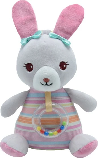 Glasbena skrinjica v obliki zajčka, TULILO Pink Bunny 9470, 20 cm, rožnata/siva