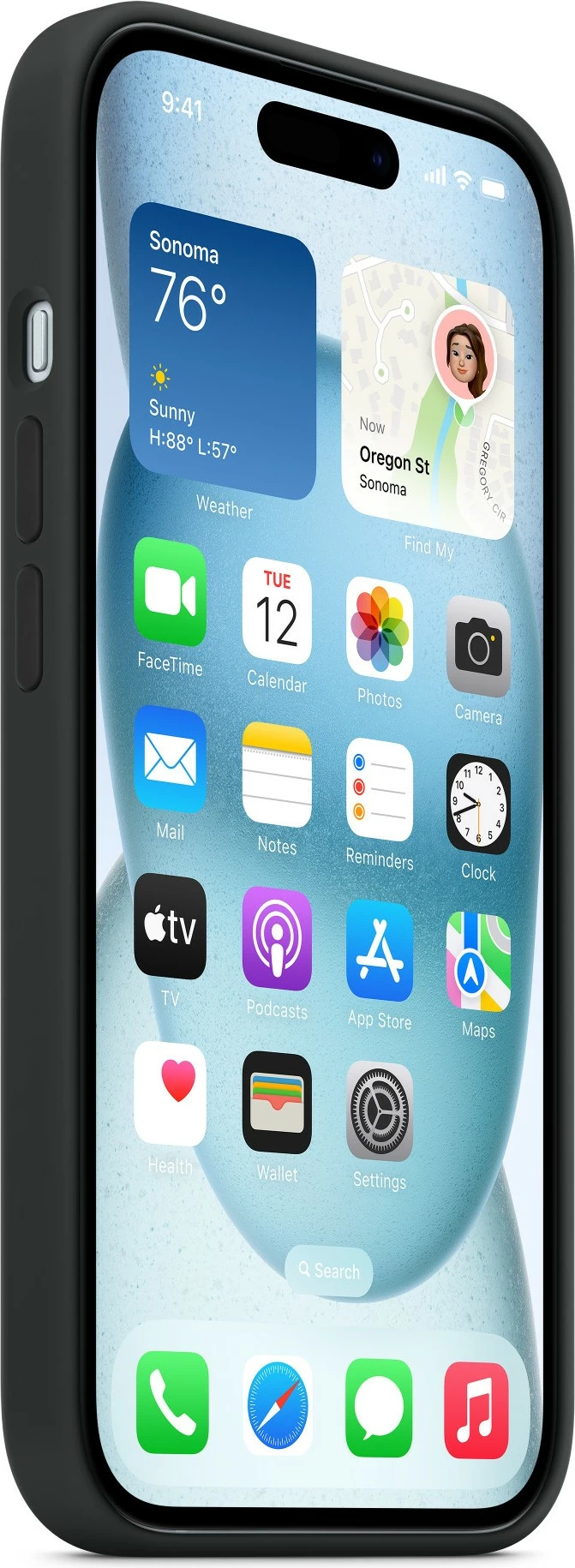 Silikonska zaščita za Apple iPhone 15, MagSafe, črna