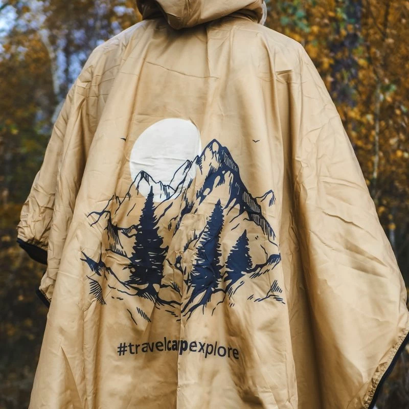 Pončo z ogrevalnim panelom Offlander, rjav