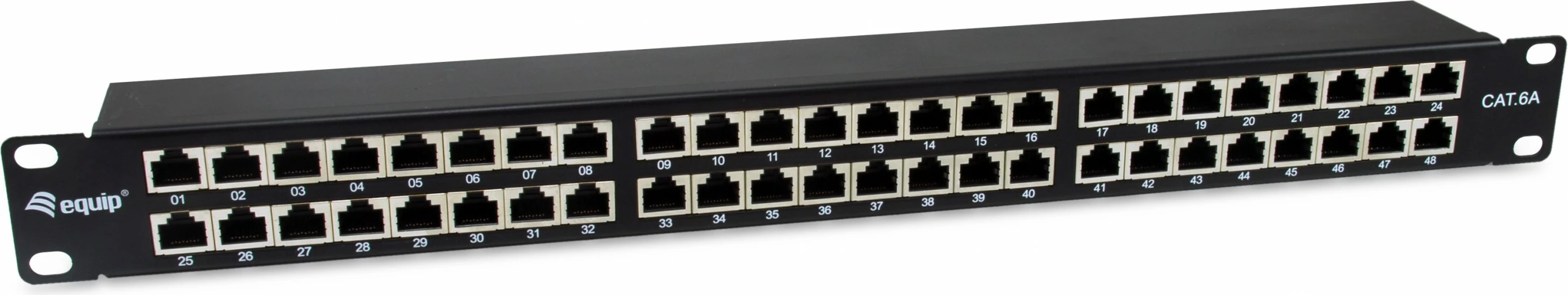 Mrežni pripomoček EQUIP 326626, 48 vrat, Cat6a, 10GBase-T, 1U, črn