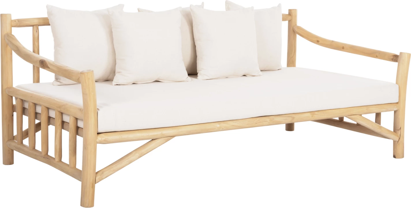 Sedežna garnitura TORC FH9339 iz masivnega tika naravno-bela 210x100x80H
