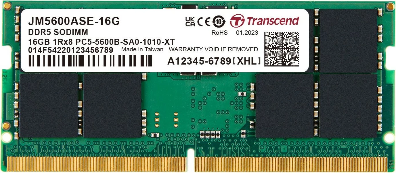RAM pomnilnik Transcend JetRAM JM5600ASE-16G, 16GB, DDR5, SO-DIMM, 5600MHz