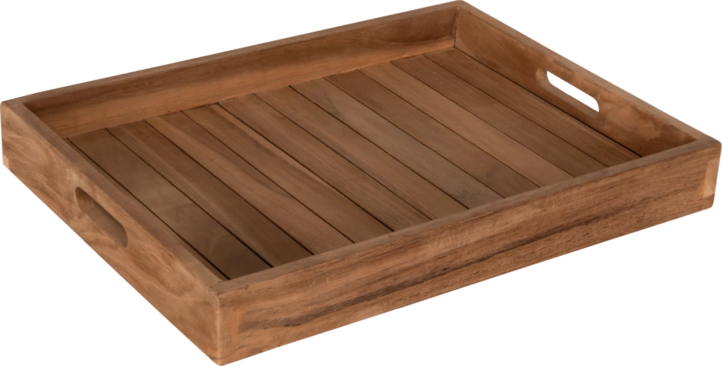 Komplet treh pladnjev FH7894 iz tikovega lesa v naravni barvi 39x29x7 cm