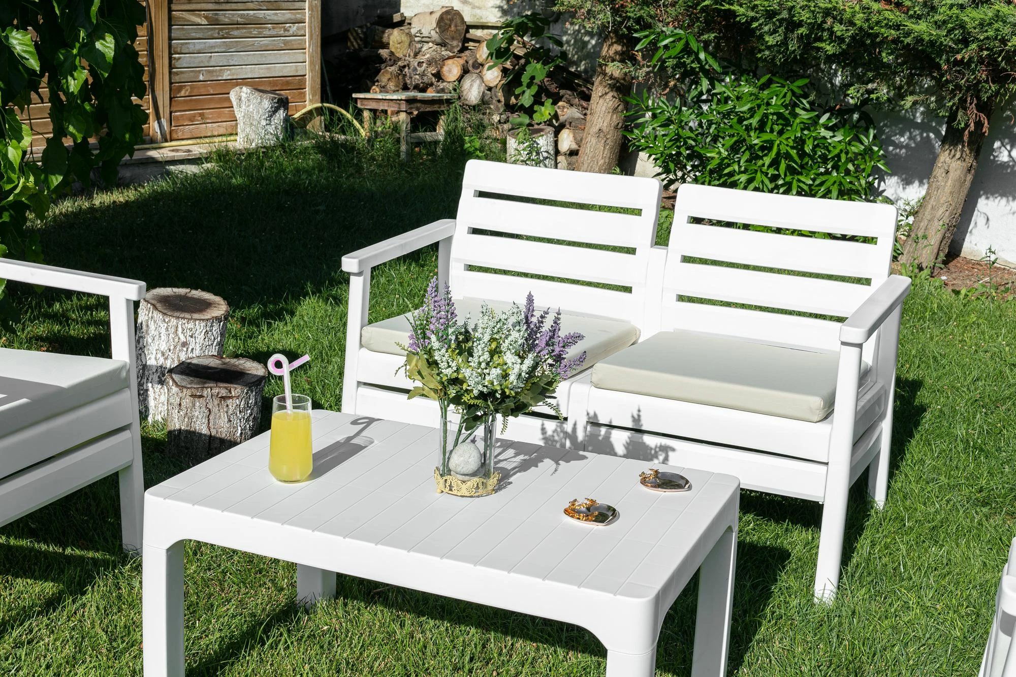 Vrtni lounge set, bel, Skye Decor, Solemare