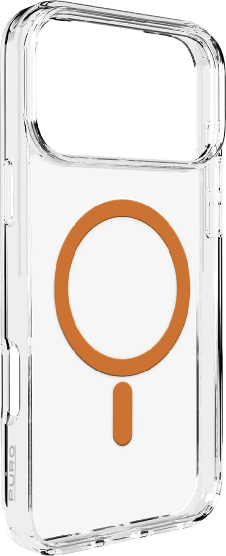 Prozoren ovitek z oranžnim obročem, združljiv z MagSafe, Puro Lite Mag za iPhone 17 Pro