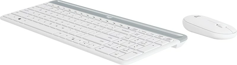 Brezžična tipkovnica in miška Logitech MK470 Slim, polna velikost (100%), RF brezžično, QWERTZ, bela