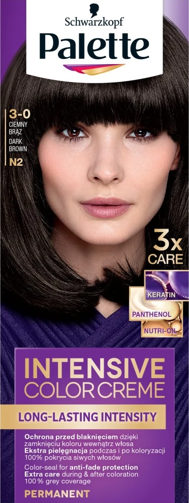 Intenzivna kremna barva za lase 3-0 (N2) temno rjava Palette Intensive Color Creme