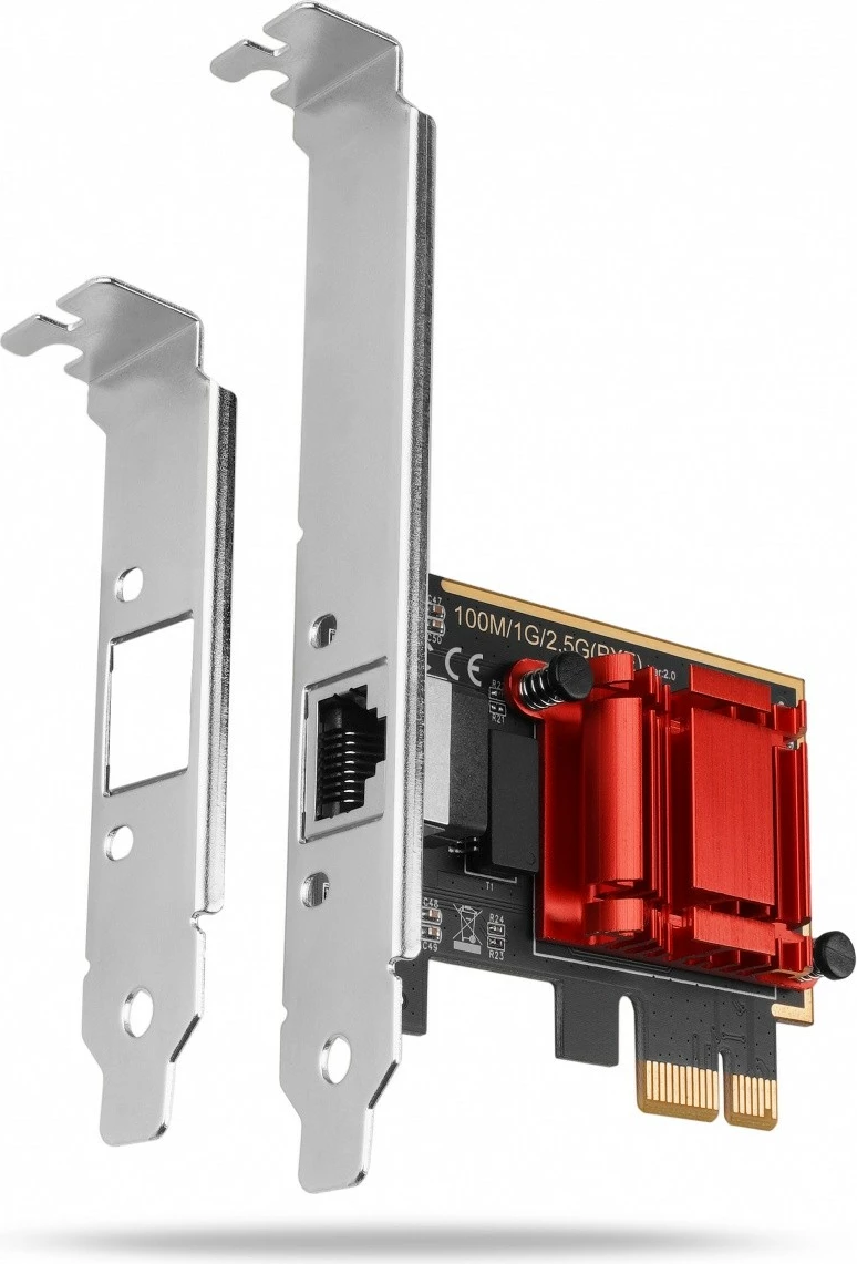 Omrežna kartica AXAGON PCEE-G25, PCIe, 2,5 Gigabit Ethernet, 1x RJ-45, Realtek RTL8125B, s standardnim in nizkoprofilnim nosilcem