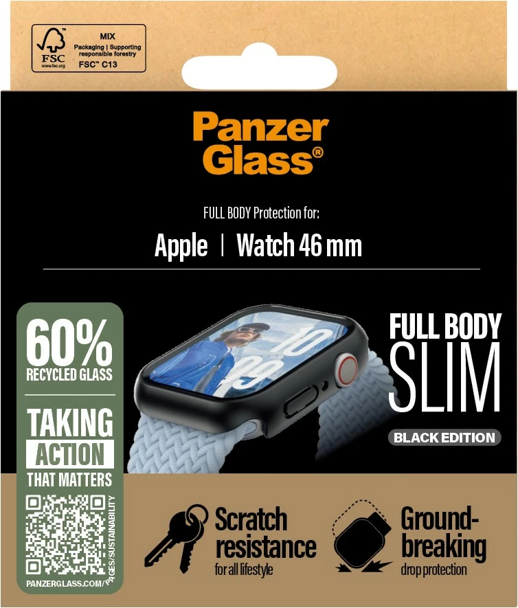 Zaščita zaslona PanzerGlass Snappie Full Body Slim za Apple Watch 10/46 mm, prozorna