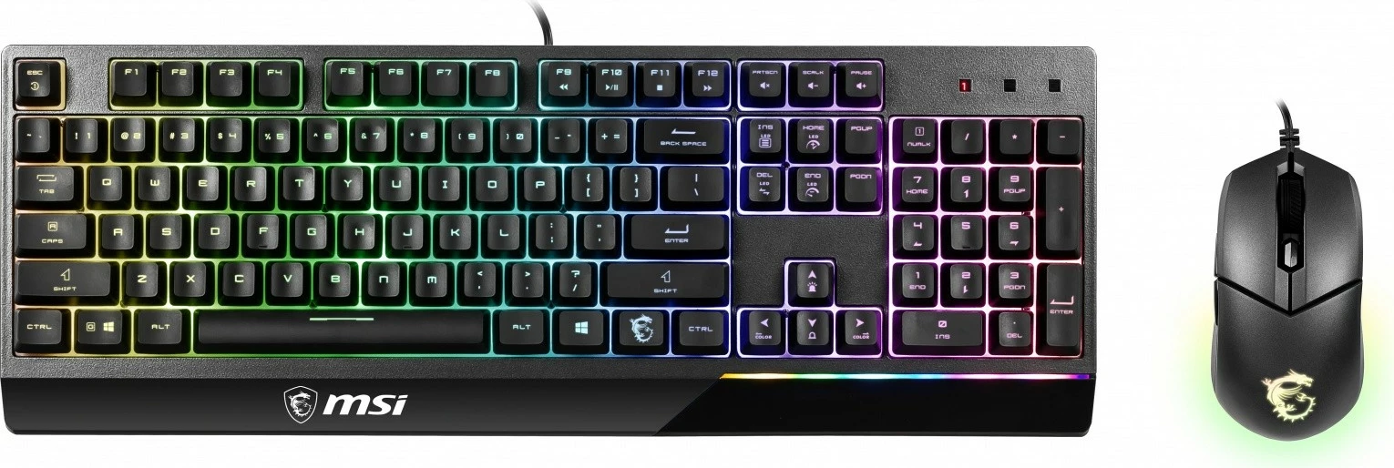 Set gaming tipkovnice in miške MSI Vigor GK30 + Clutch GM11, RGB, z žico, črn