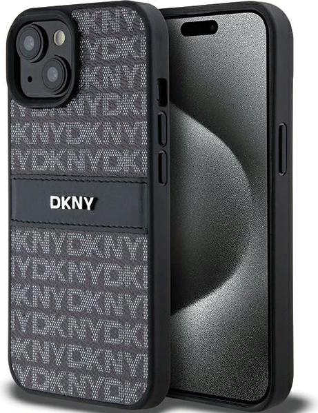 Zaščitni ovitek DKNY Mono Stripe & Metal Logo za iPhone 15/14/13, črn