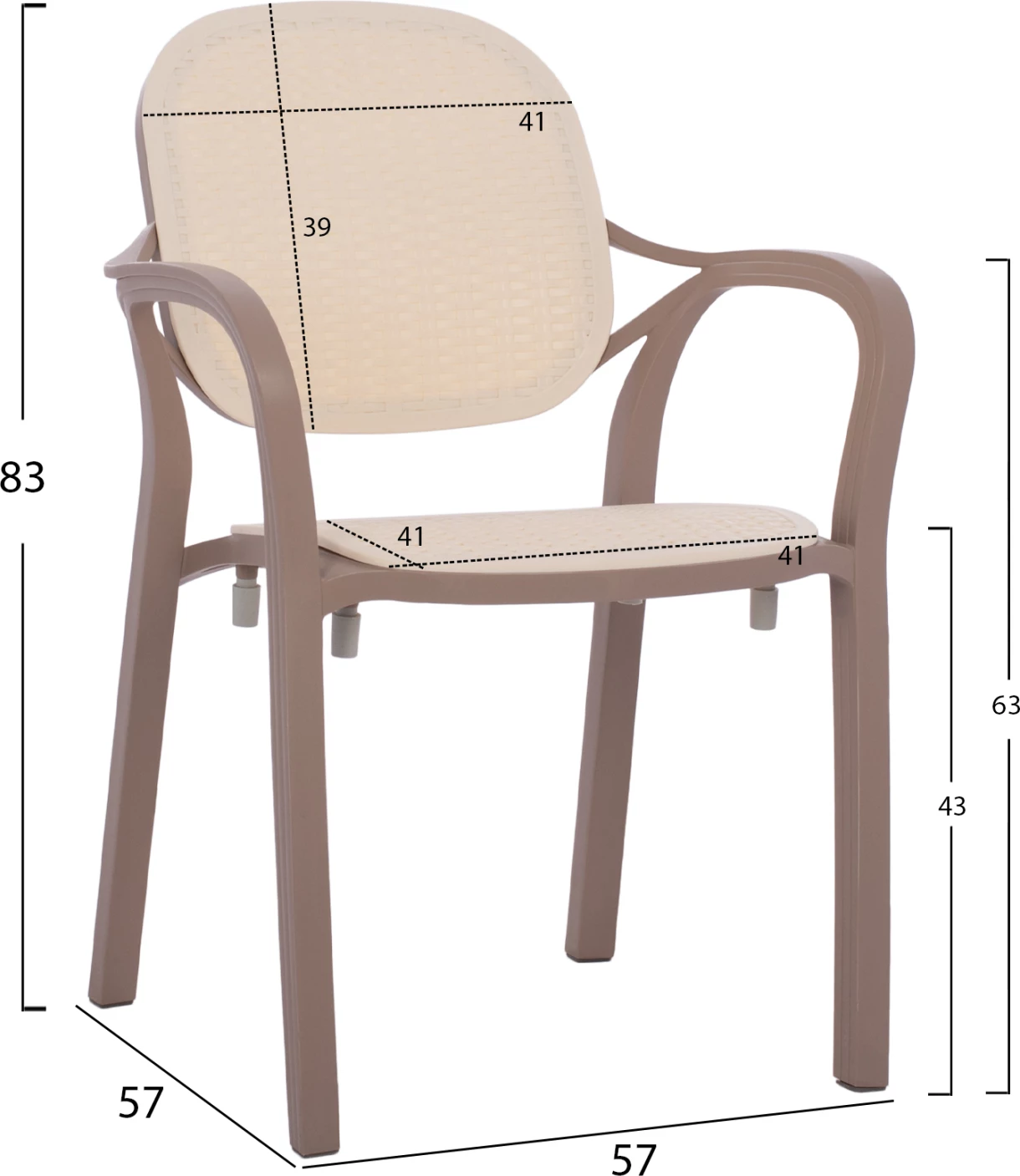 Polipropilenski naslanjač KHEM FH5820.02 kapučino-bež 57x57x83Hcm