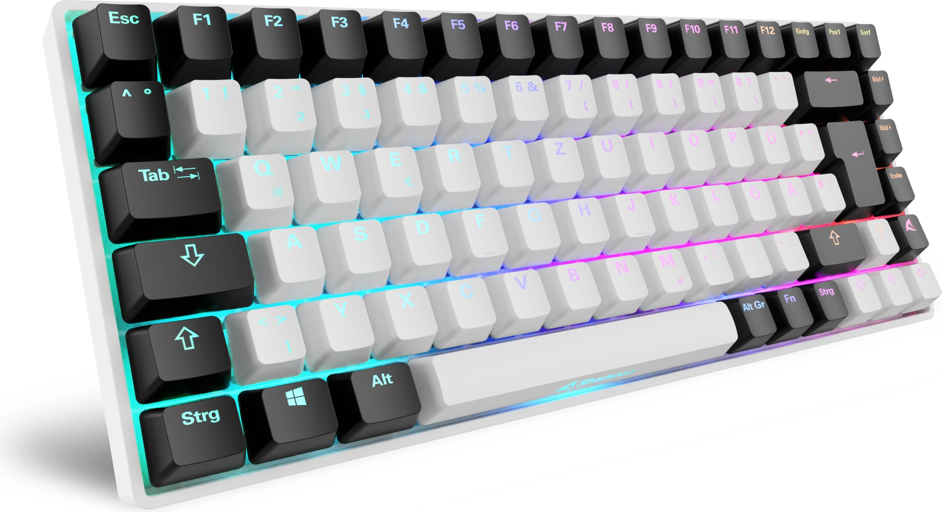Mehanska tipkovnica, Sharkoon SKILLER SGK50 S3, Gateron Brown, DE-Layout, RGB, bela/črna