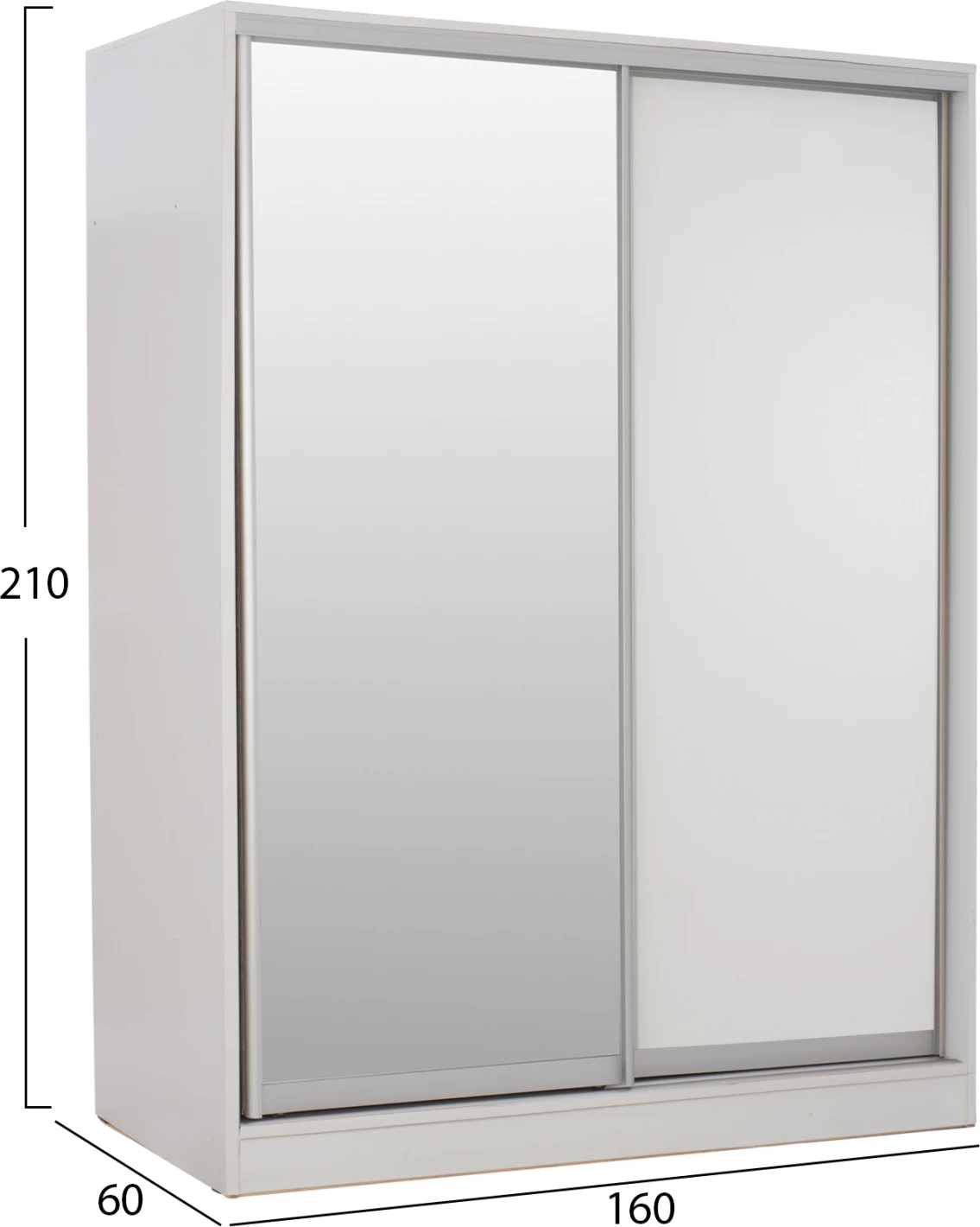 Garderobna omara z drsnimi vrati z ogledalom bela FH2434.03 160x60x210 cm