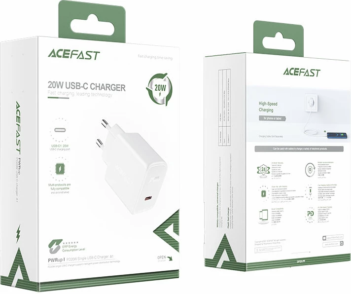 Hitri polnilec Acefast A1, USB Type-C, 20W, bel