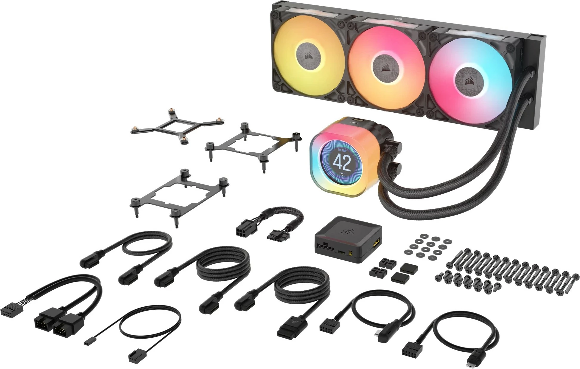 Hladilnik procesorja Corsair iCUE LINK TITAN 360 RX LCD, 3x12 cm, RGB, črn