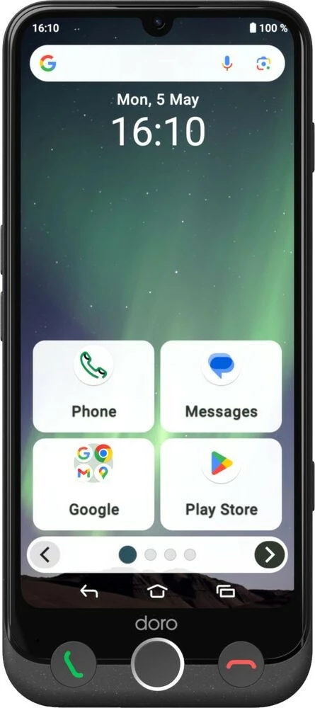 Praktičen pametni telefon Aurora A30 Doro, 6,1", 5000 mAh, 4G, grafit
