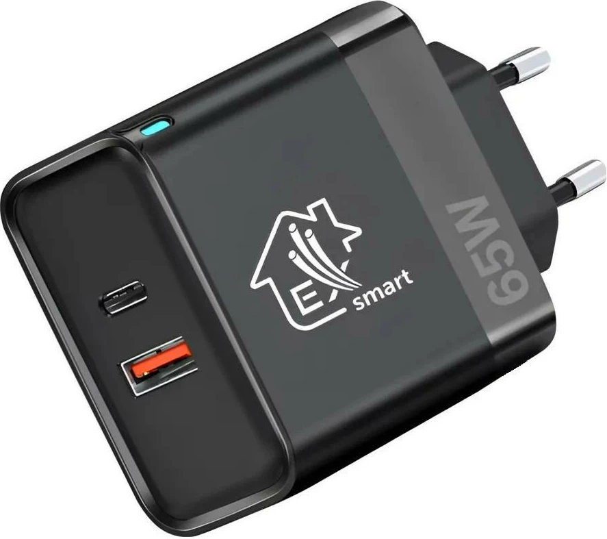 Hitri polnilec 65W USB-C + USB-A, Extralink Smart Life, črn