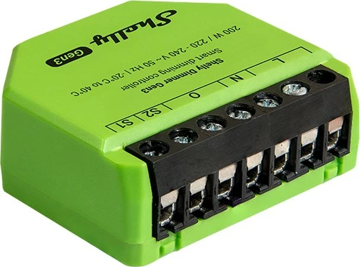 Dimmer za LED Shelly Dimmer Gen3, brezžični, upravljanje preko aplikacije, črno/lime