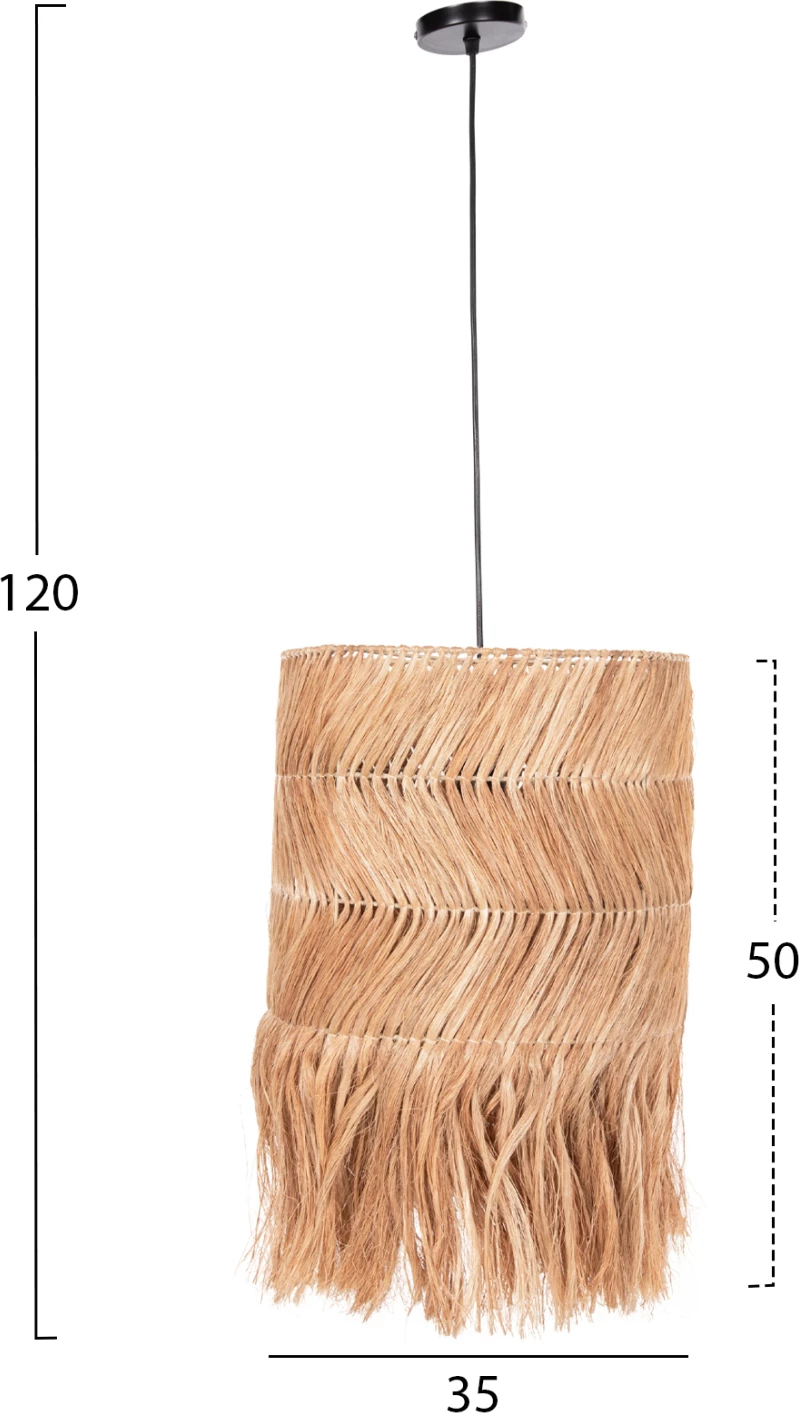 Stropna viseča svetilka cilindrična iz abake v naravni barvi 35x35x50Hcm.FH7756