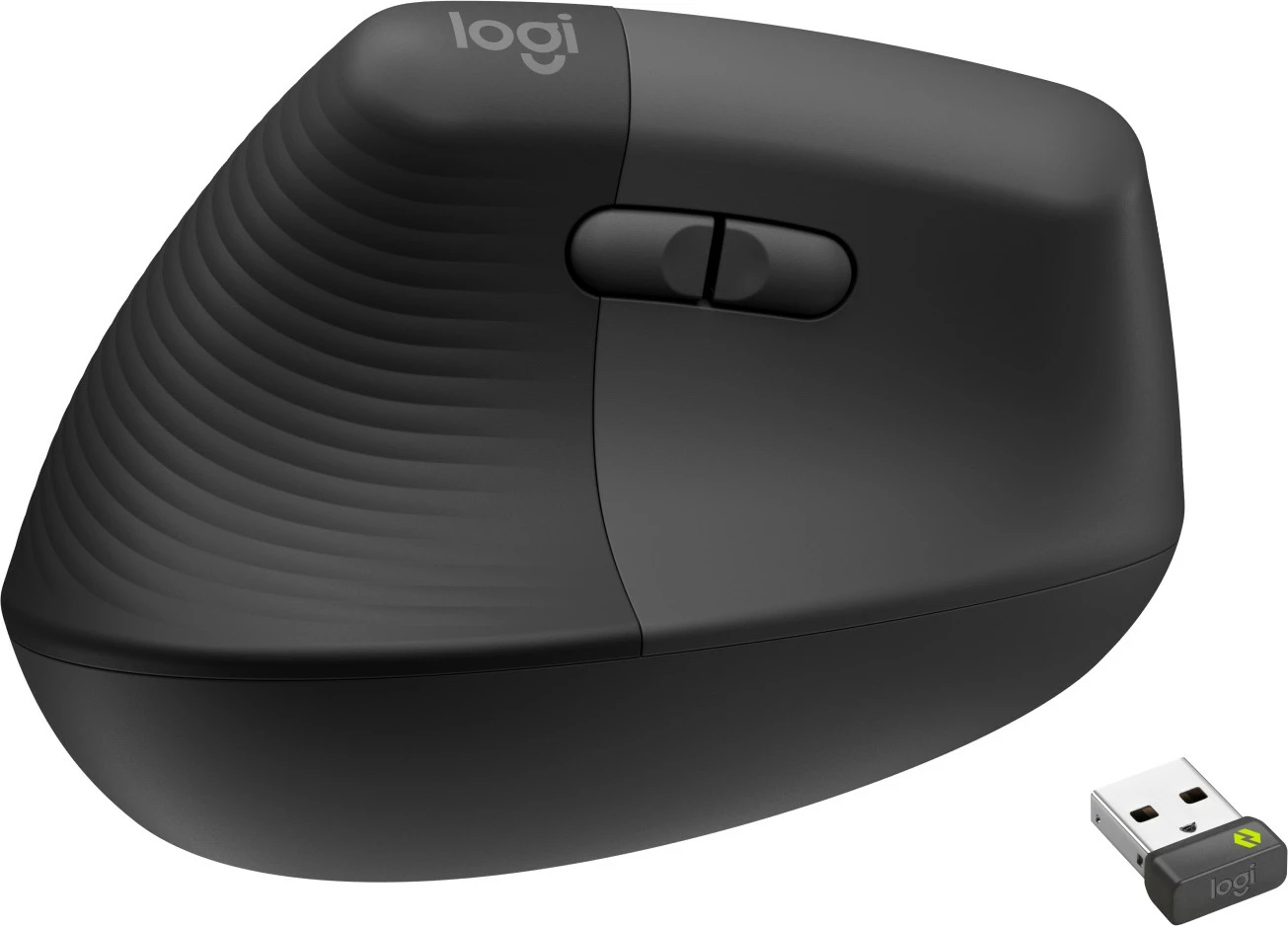 Vertikalni ergonomski miška Logitech Lift, levi, RF brezžično + Bluetooth, 4000 DPI, grafit