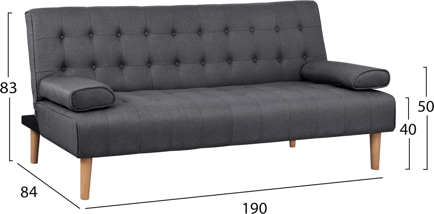 Trendy kavč postelja Wanda FH3149.01, siva, 2 blazini, 190x84x83 cm
