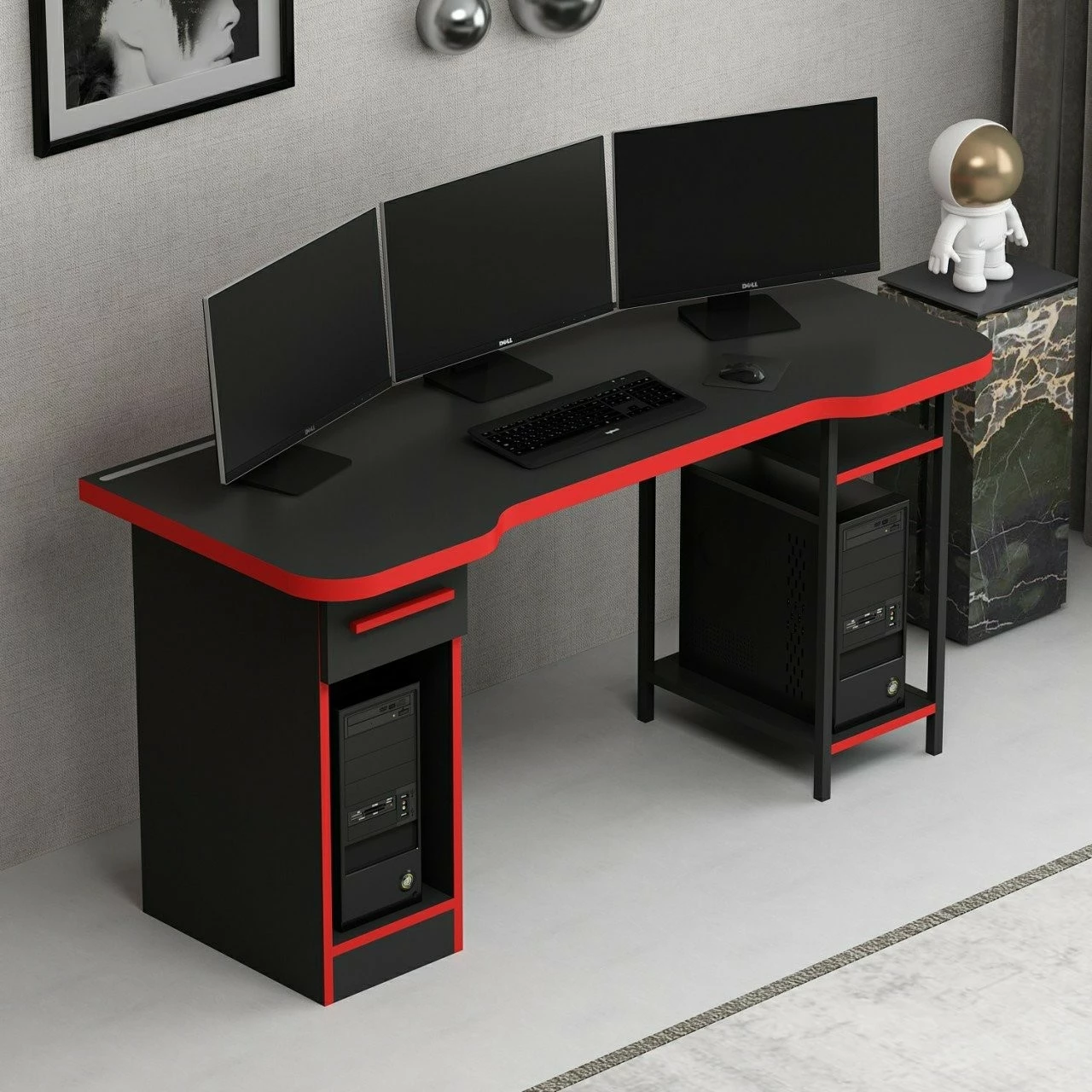 Gaming miza Skye Decor, Phoenix 6, črno-rdeča