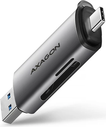 Bralnik kartic AXAGON CRE-SAC, USB 3.2 Gen 1, Type-C + Type-A, siv