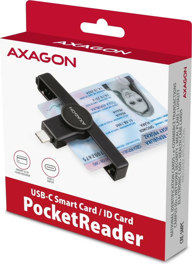 Pameten čitalec kartic AXAGON CRE-SMPC, USB-C, črn
