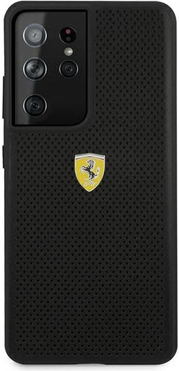 Perforiran ovitek Ferrari On Track za Samsung Galaxy S21 Ultra, črn