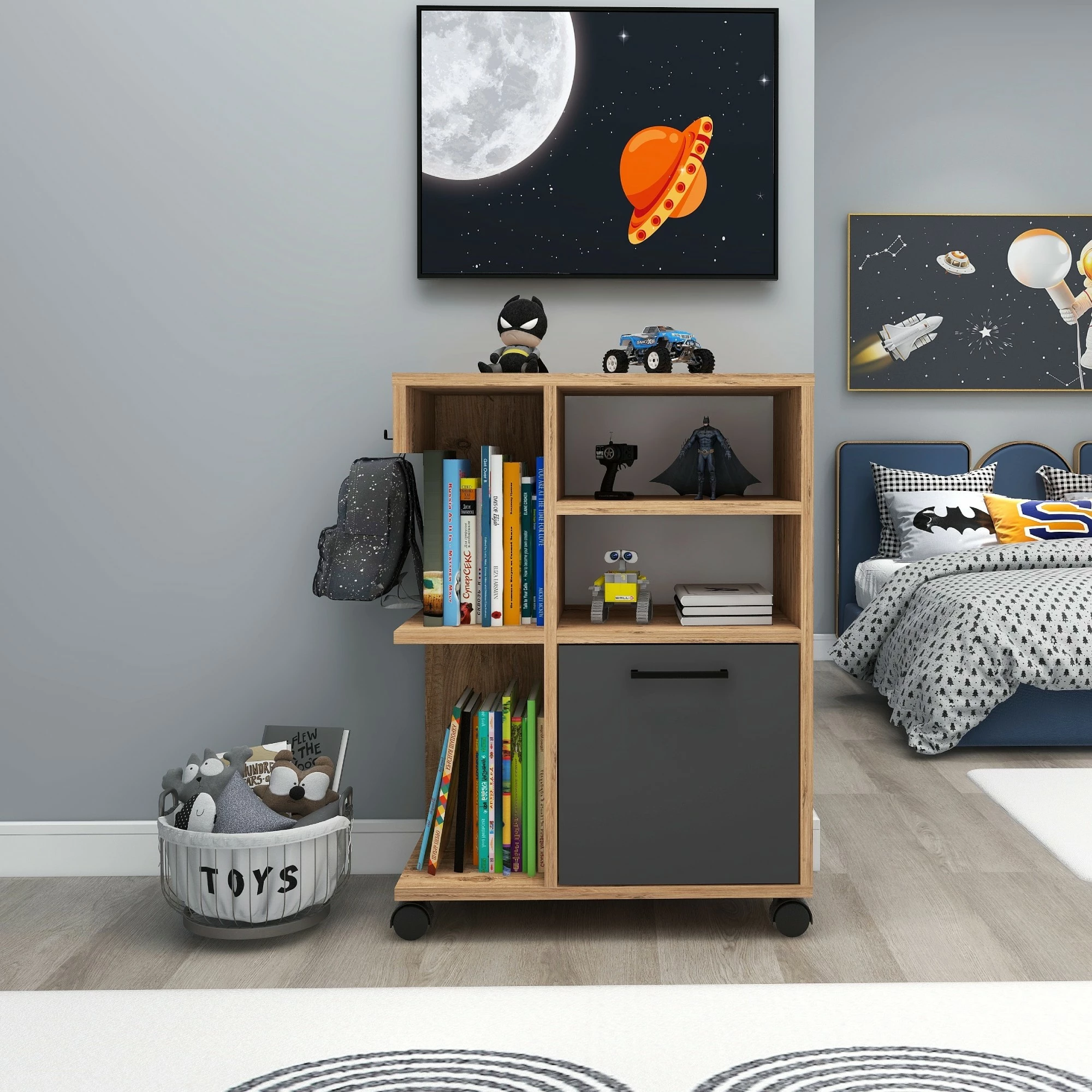 Večfunkcijska omara Hanah Home Rebusa, Atlantic Pine in antracit
