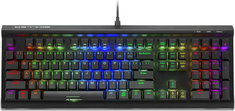 Mehanska tipkovnica SHARKOON SKILLER SGK60, Kailh Box White, RGB, US nastavitev, črna