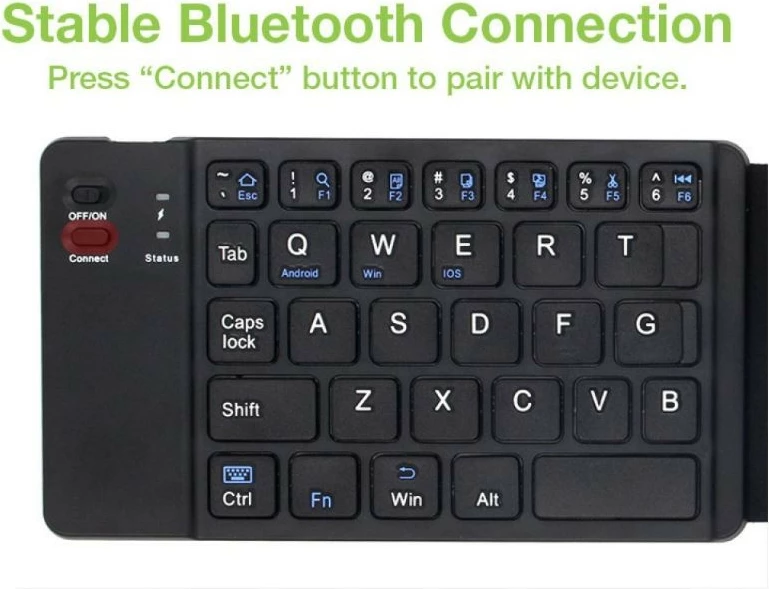 Brezžična zložljiva tipkovnica Techly 364156, Bluetooth 3.0, črna