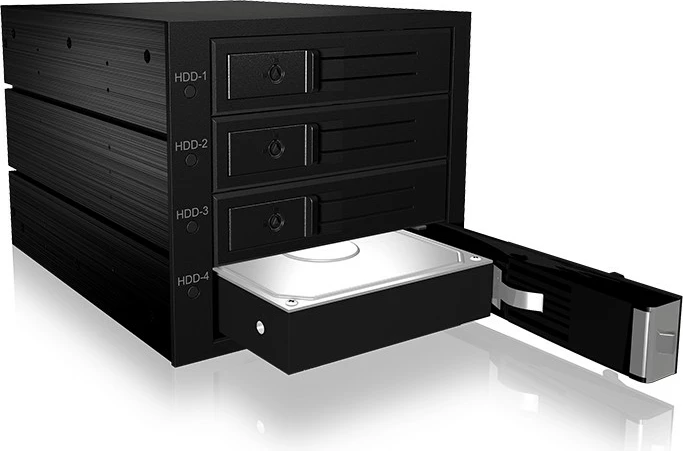 Ohišje ICY BOX IB-564SSK, 3x 5,25", 4x 2,5" SATA/SAS, alumin, črno