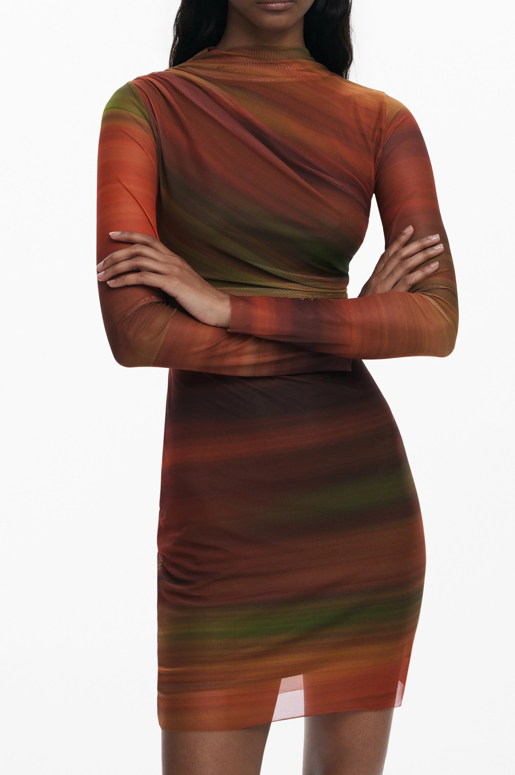 Kratka ženska obleka DESIGUAL, oranžna