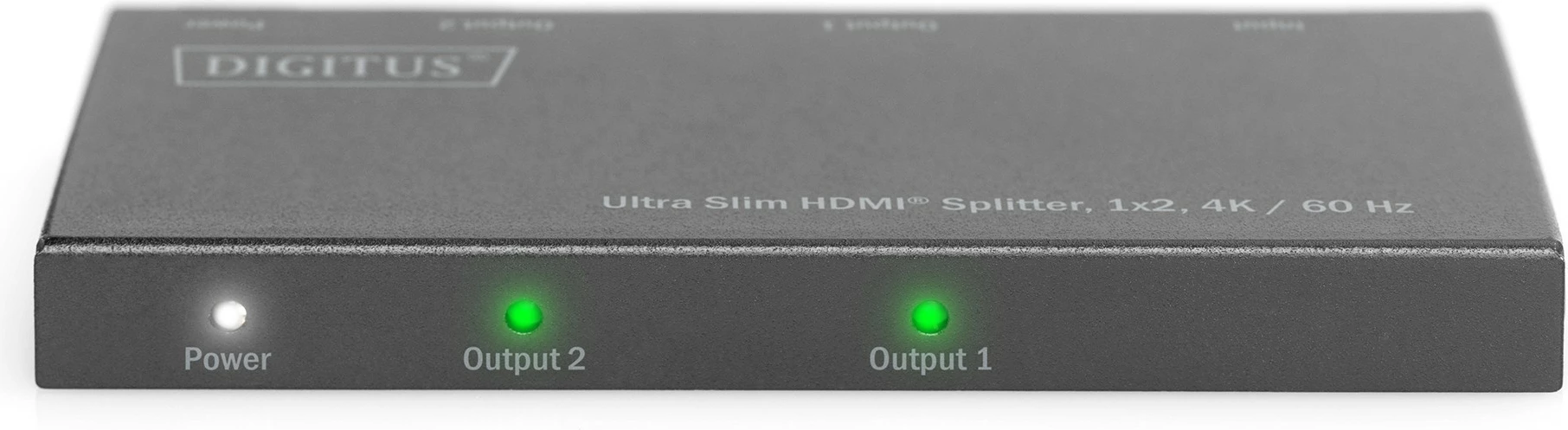 Ultra tanek HDMI razdelilec 1x2, 4K/60 Hz, metalen, črn - Digitus