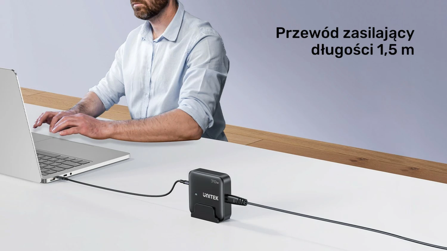 Močnikalni polnilec GaN 70W, 2x USB-A, 2x USB-C, bel Unitek